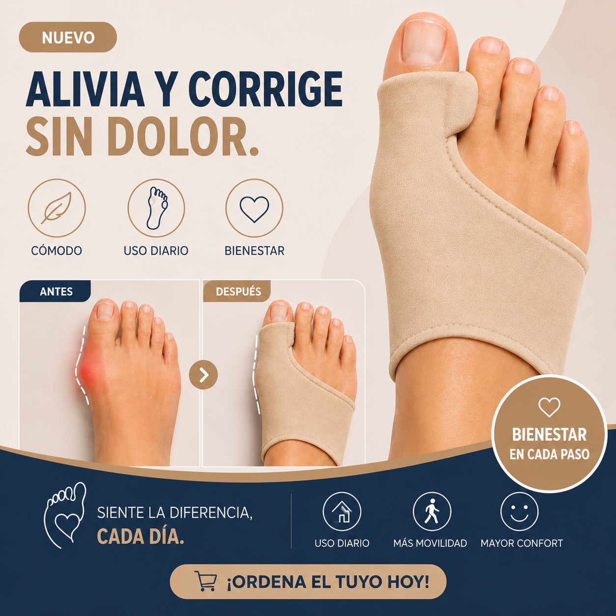 ConfortPie Premium™ – Soporte y alineación de Juanetes